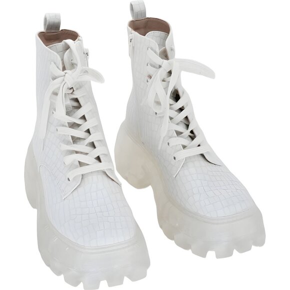 Katy Perry Shoes - Katy Perry Women's Combat Boots in White, Cotton Material, Size 5.5